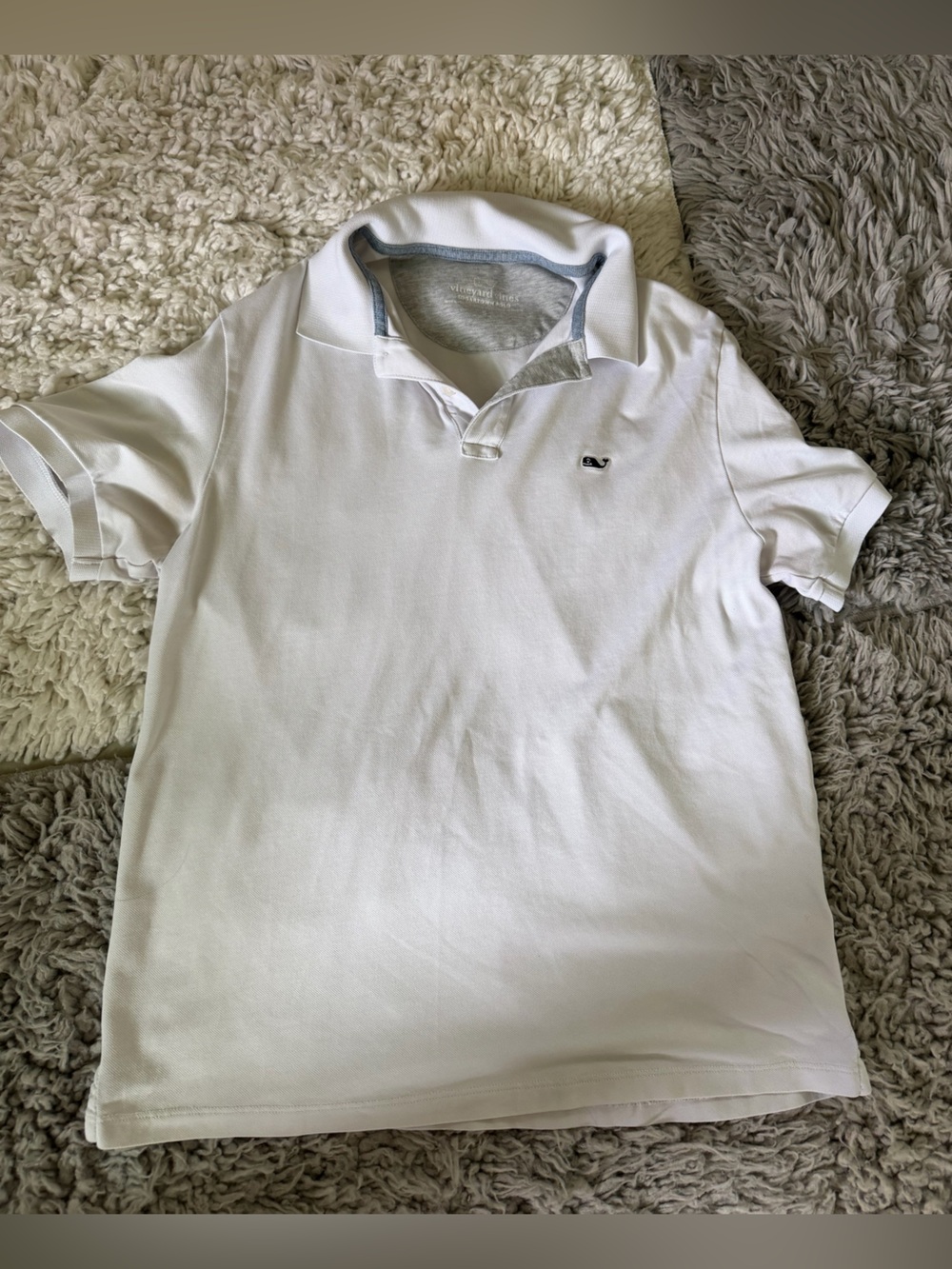 Vineyard Vines White Polo with Gray Trim